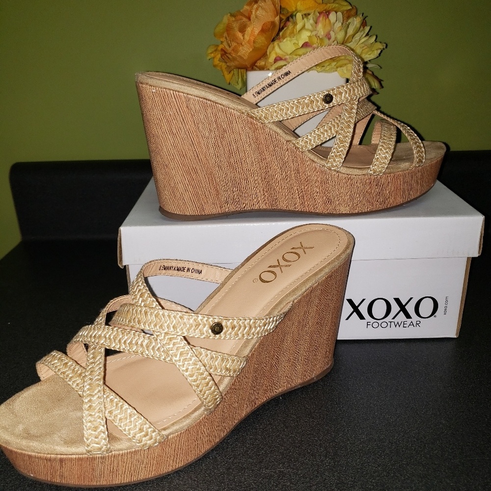 XOXO tan wedge heels size 8.5